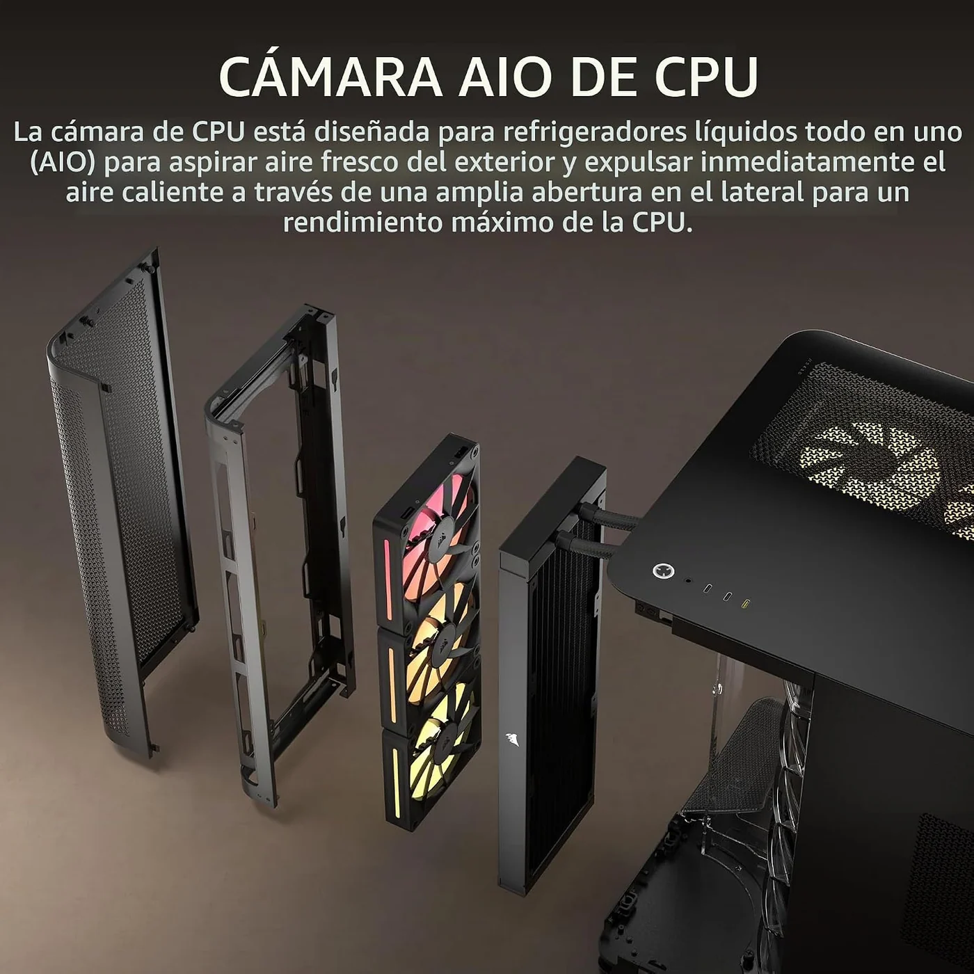 Cámara frontal preparada para el radiador de 360 mm