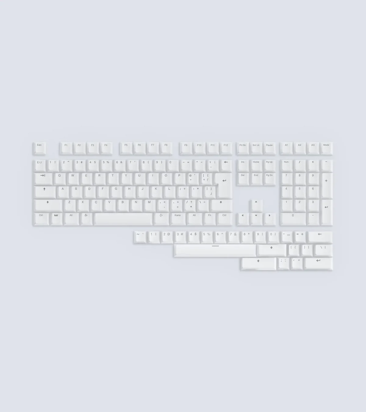 Wooting Dye-sub PBT Cherry profile (JIS + ANSI) keycap set in white